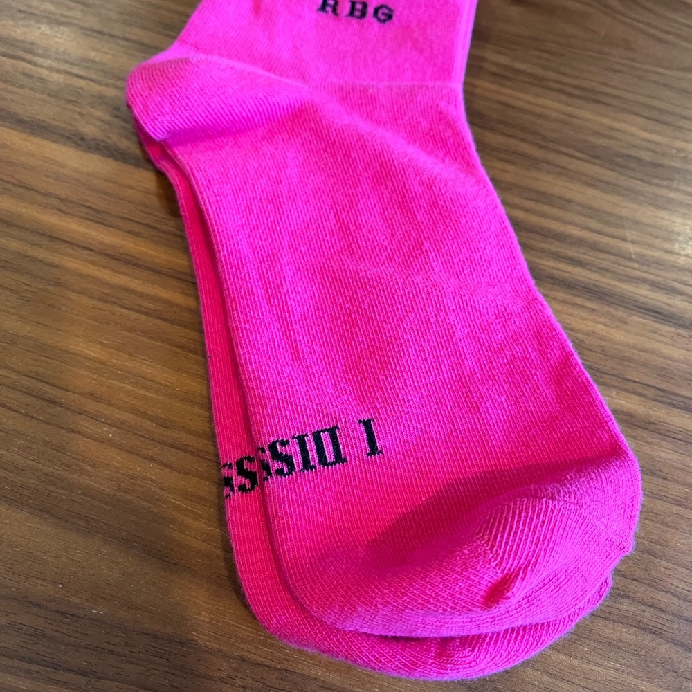 NWT RBG Pink Socks We March On I Dissent Ruth Bader Ginsburg Maggie Ster… - Picture 9 of 9